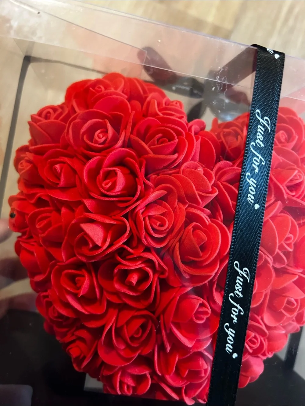 Premium Red Rose Heart Floral Accent -